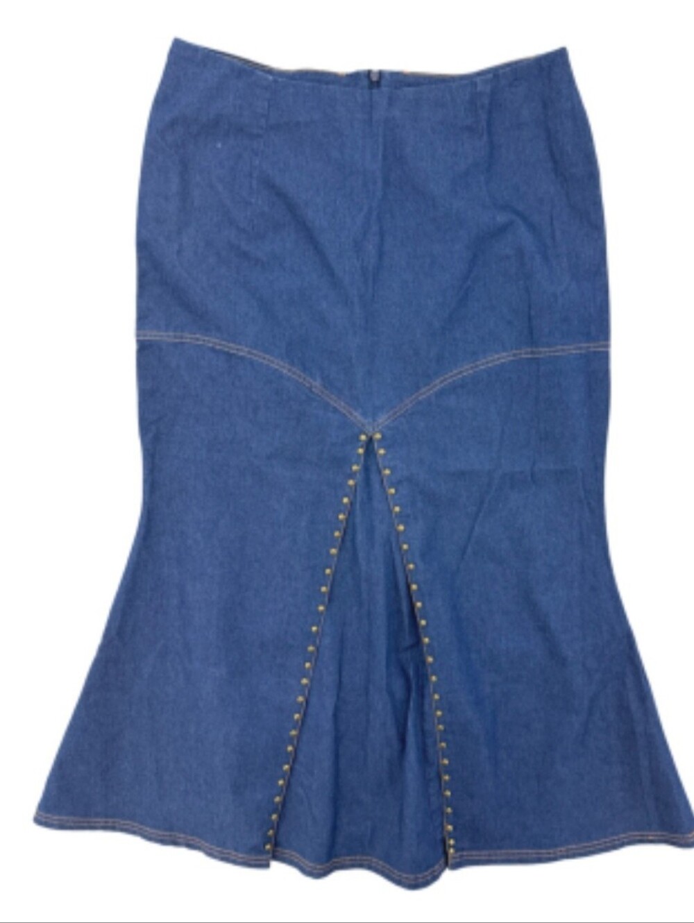 Festival Mermaid Folk Boho Maxi Skirt with Studded Insert- Blue - Picture 3 of 10